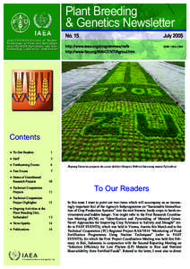 Plant Breeding & Genetics Newsletter Joint FAO/IAEA Division of Nuclear Techniques in Food and Agriculture and FAO/IAEA Agriculture and Biotechnology Laboratory, Seibersdorf