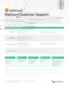 Platinum Customer Support In addition to all of the benefits of Gold Support, Platinum Support provides true 24 x 7 x 365 assistance for ALL Support Requests, while providing industry leading response times. Platinum Sup