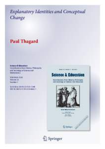 Explanatory Identities and Conceptual Change Paul Thagard  Science & Education
