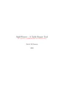 SightWeaver - A Table Repair Tool Id : report.tex, v1[removed] : 04 : 07mackersExp