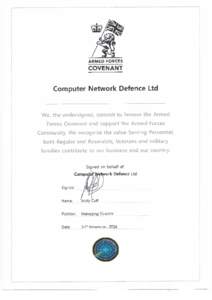 Computer Network Defence Ltd: armed forces corporate covenant pledge