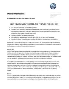 Media Information  VOLKSWAGEN OF AMERICA, INCFerdinand Porsche Drive, Herndon, VAmedia.vw.com