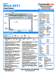 Microsoft®  Word 2011 Free Cheat Sheets! Visit: cheatsheets.customguide.com