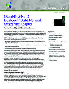 CONNECT - DATA SHEET  OCm14102-N5-D Dual-port 10GbE Network Mezzanine Adapter For Dell PowerEdge 13th Generation Servers
