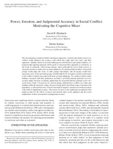 Power, Emotion, and Judgmental Accuracy in Social Conflict: Motivating the Cognitive Miser