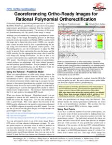 RPC Orthorectification: Georeferencing Ortho-Ready Images for Rational Polynomial Orthorectification