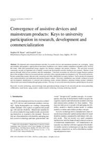 67  Technology and Disability–77 IOS Press  Convergence of assistive devices and