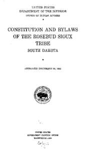 Consitution and Bylaws of the Rosebud Sioux Tribe South Dakota