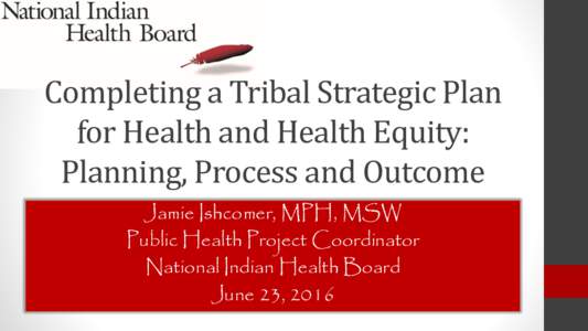 Completing a Tribal Strategic Plan for Health and Health Equity: Planning, Process and Outcome Jamie Ishcomer, MPH, MSW (Name) Public Health Project