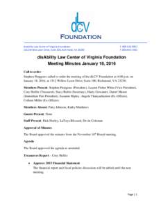 disAbility Law Center of Virginia Foundation 1512 Willow Lawn Drive, Suite 100, Richmond, VAT: F: 