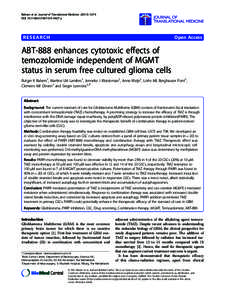 ABT-888 enhances cytotoxic effects of temozolomide independent of MGMT status in serum free cultured glioma cells