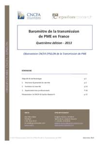 OBSERVATOIRE CNCFA – EPSILON  Baromètre de la transmission de PME en France Quatrième éditionObservatoire CNCFA EPSILON de la Transmission de PME