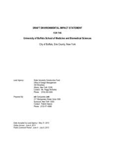 DRAFT ENVIRONMENTAL IMPACT STATEMENT FOR THE University of Buffalo School of Medicine and Biomedical Sciences City of Buffalo, Erie County, New York