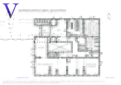 architectural floor plans; ground floor  N mechanical room  lobby
