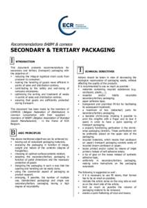 Recommendations BABM & comeos  SECONDARY & TERTIARY PACKAGING I