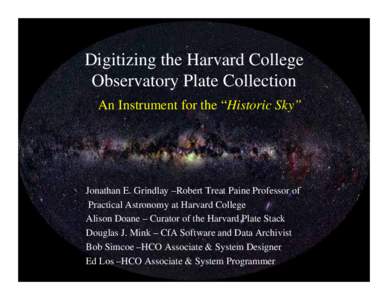 Digitizing the Harvard Observatory plate collection