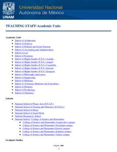 TEACHING STAFF-Academic Units  Academic Units School of Architecture School of Sciences School of Political and Social Sciences