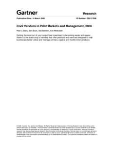 Cool Vendors in Print Markets and Management, 2006