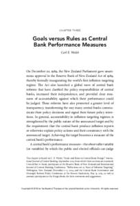 CHAPTER THREE  Goals versus Rules as Central Bank Performance Measures Carl E. Walsh