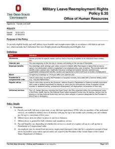 Military Leave/Reemployment Rights Policy 6.35