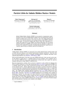 Particle Gibbs for Infinite Hidden Markov Models Nilesh Tripuraneni* University of Cambridge   Shixiang Gu*