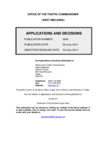 Applications and decisions: West Midlands: 9 June 2014