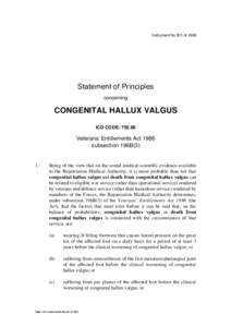 Instrument No.301 of[removed]Statement of Principles concerning  CONGENITAL HALLUX VALGUS