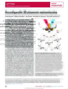 Reconfigurable 3D plasmonic metamolecules