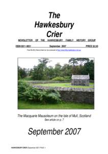 The Hawkesbury Crier NEWSLETTER  OF THE