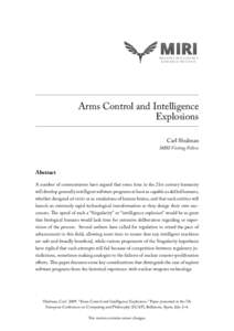 MIRI  MACH IN E INT ELLIGENCE R ESEARCH INS TITU TE  Arms Control and Intelligence