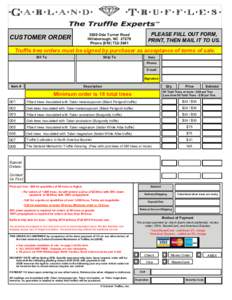 CUSTOMER ORDER  PLEASE FIILL OUT FORM, PRINT, THEN MAIL IT TO USOde Turner Road