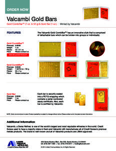 ORDER NOW  Valcambi Gold Bars Gold CombiBarTM (1 oz. & 50 g) & Gold Bar (1 oz.) | Minted by Valcambi
