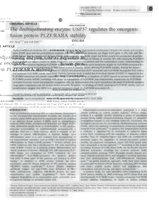 The deubiquitinating enzyme USP37 regulates the oncogenic fusion protein PLZF&sol;RARA stability