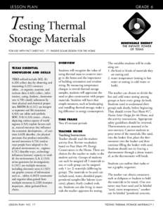 LESSON PLAN  GRADE 6 Testing Thermal