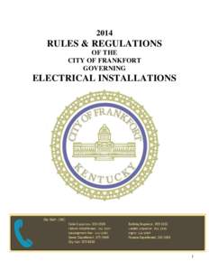 2014  RULES & REGULATIONS OF THE CITY OF FRANKFORT GOVERNING