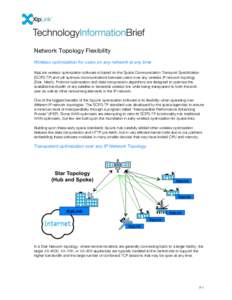 Network Topology Flexibility Wireless optimization for users on any network at any time XipLink wireless optimization software is based on the Space Communication Transport Specification (SCPS-TP) and will optimize commu