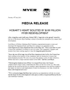 Tuesday 19th July[removed]MEDIA RELEASE