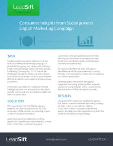 CASE STUDY  Consumer Insights from Social powers Digital Marketing Campaign  TASK