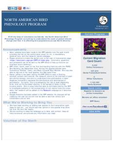 N.A. Bird Phenology Program E-Newsletter September 2011