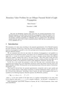 Boundary Value Problem for an Oblique Paraxial Model of Light Propagation Marie Doumic ∗