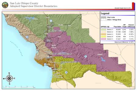 San Luis Obispo County Adopted Supervisor District Boundaries Monterey County 1 ∙