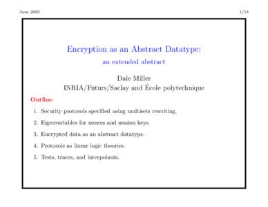 JuneEncryption as an Abstract Datatype: an extended abstract