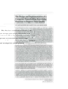 A CORPORATE HOUSEHOLDING KNOWLEDGE PROCESSOR TO IMPROVE DATA QUALITY  41 The Design and Implementation of a Corporate Householding Knowledge