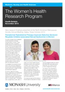 Medicine, Nursing and Health Sciences  The Women’s Health Research Program Health Bulletin November 2013