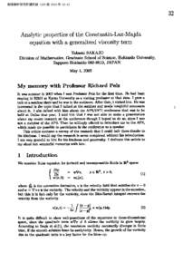 数理解析研究所講究録 1326 巻 2003 年 [removed]Analytic properties of the Constantin-Lax-Majda equation with ageneralized viscosity term Takashi SAKAJO