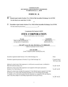 UNITED STATES SECURITIES AND EXCHANGE COMMISSION WASHINGTON, D. CFORM 10 - K (Mark One)