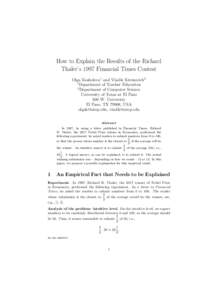 How to Explain the Results of the Richard Thaler’s 1997 Financial Times Contest Olga Kosheleva1 and Vladik Kreinovich2 1 Department of Teacher Education 2