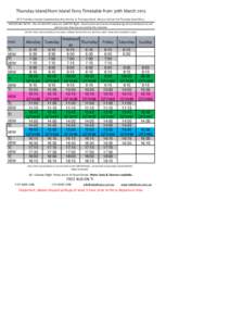 Thursday Island/Horn Island Ferry Timetable from 30th March 2015 All TI Transfers Include Complimentary Bus Service on Thursday Island. We are a full service Thursday Island Ferry. IMPORTANT NOTE: - We will ALWAYS meet a
