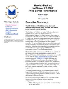 Hewlett-Packard NetServer LT 6000r Web Server Performance By Bruce Weiner (PDF version, 44 KB)