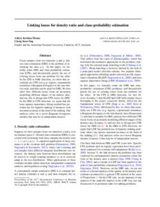 Linking losses for density ratio and class-probability estimation  Aditya Krishna Menon Cheng Soon Ong Data61 and the Australian National University, Canberra, ACT, Australia
